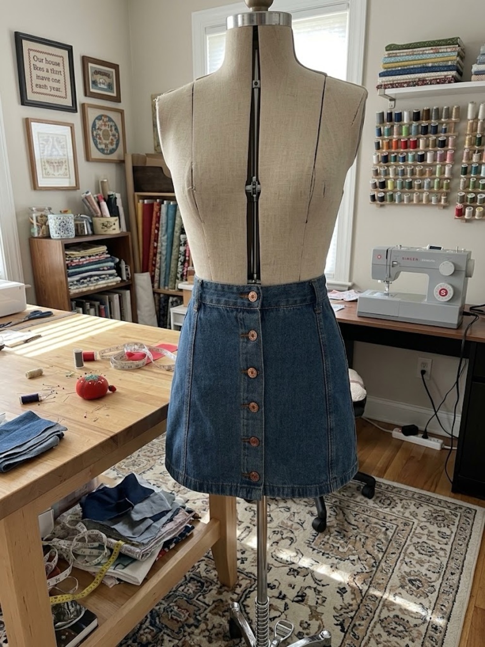 Forever 21 Dark Blue Button-Front Denim Mini Skirt